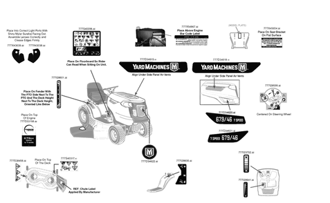 Label Map Diagram and Parts List for 679-46 (13AJ77KT345)(2020) Yard Machines Lawn Tractor